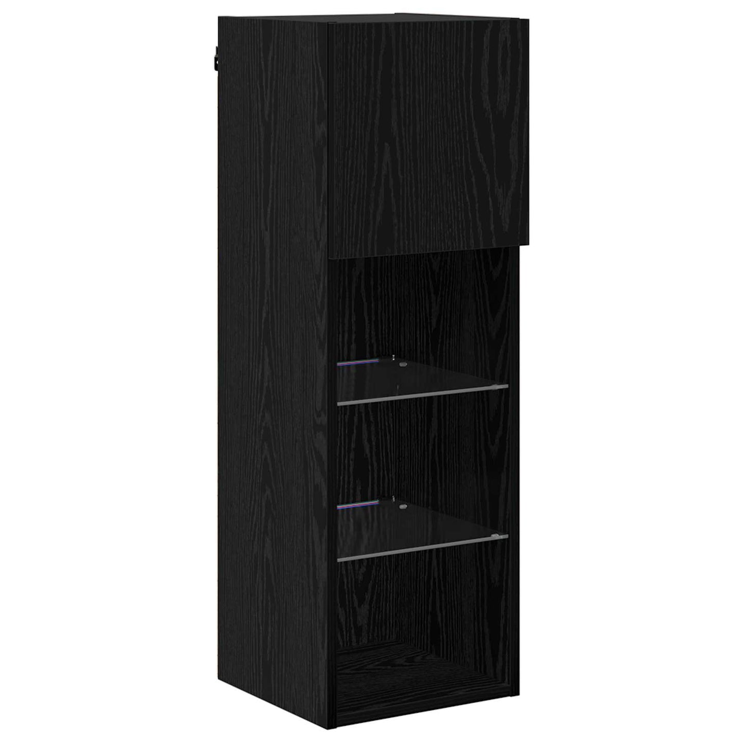 TV Wandkasten Wandgemonteerd 4 pcs Zwart Eiken Bewerkt hout is nu te koop bij PeponiXL, paradijselijk wonen!