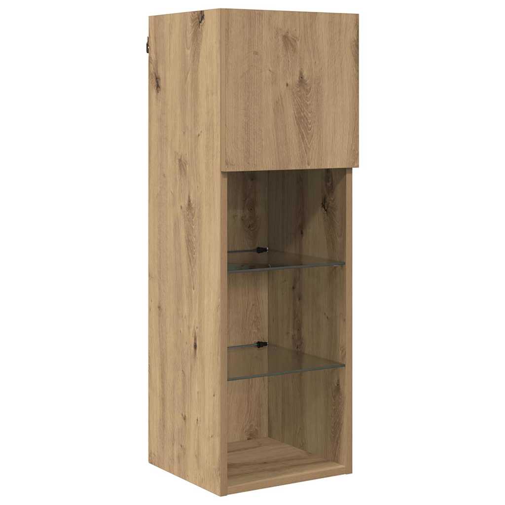 TV Wandmeubels Wandgemonteerd 5 pcs Zwart Eiken Bewerkt hout is nu te koop bij PeponiXL, paradijselijk wonen!