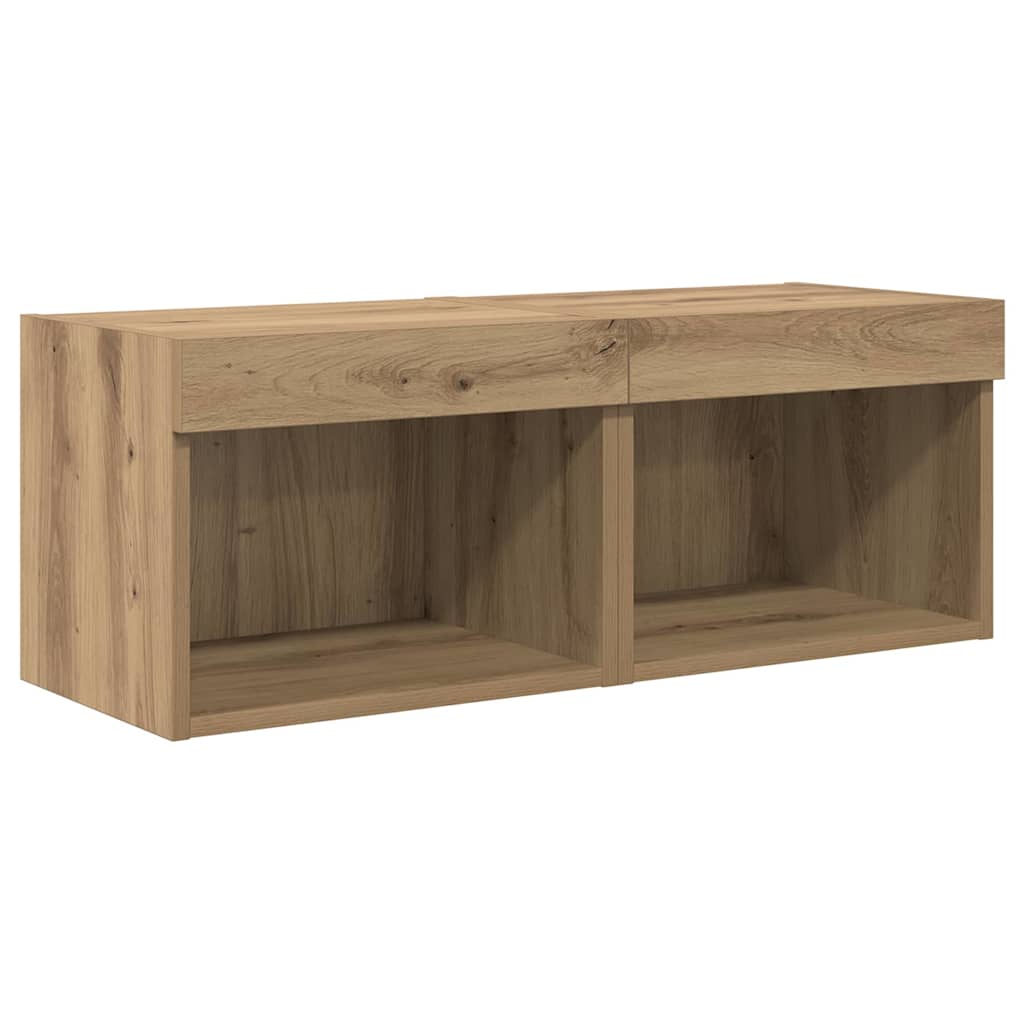 TV Wandmeubels Wandgemonteerd 5 pcs Zwart Eiken Bewerkt hout is nu te koop bij PeponiXL, paradijselijk wonen!
