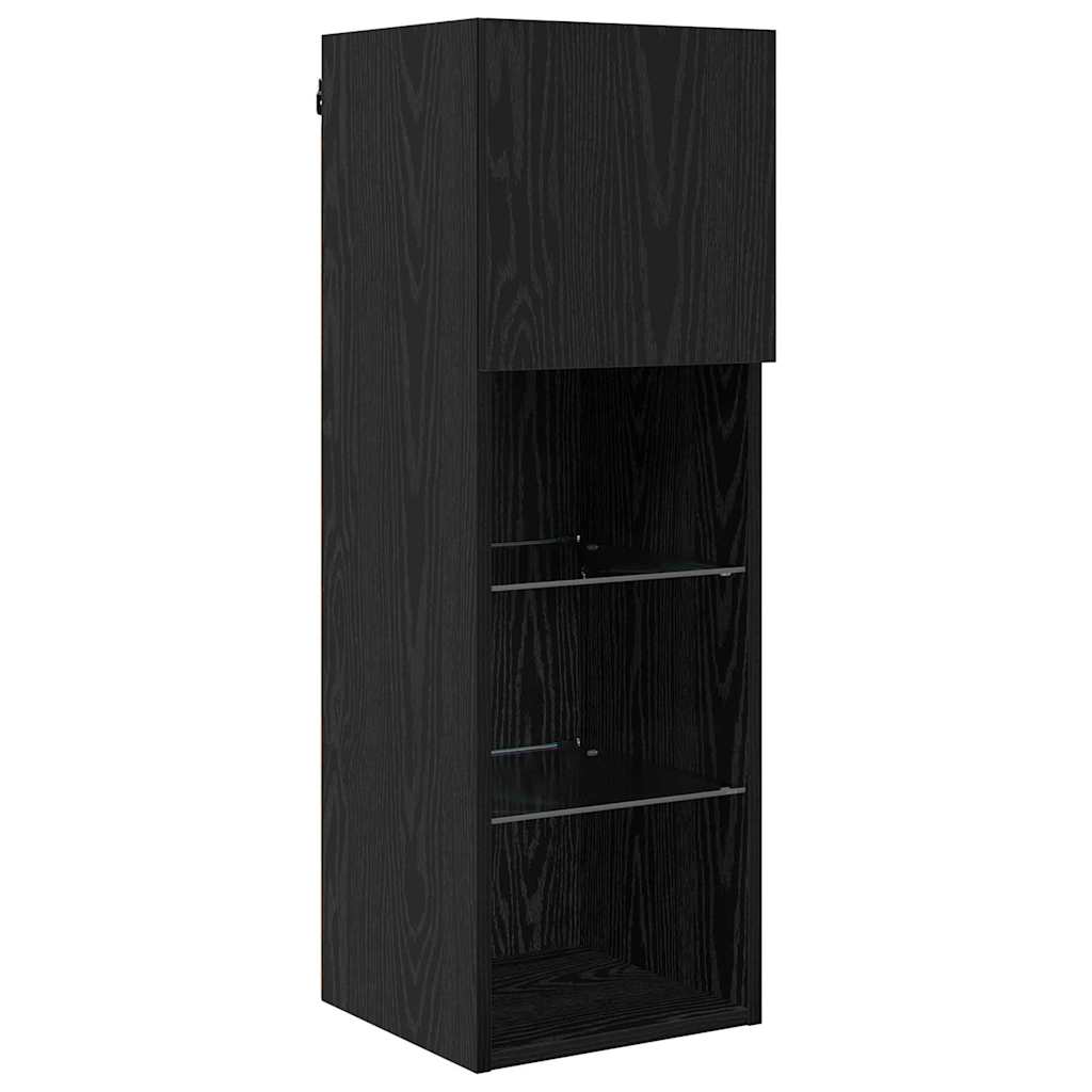 TV Wandmeubels Wandgemonteerd 5 pcs Zwart Eiken Bewerkt hout is nu te koop bij PeponiXL, paradijselijk wonen!
