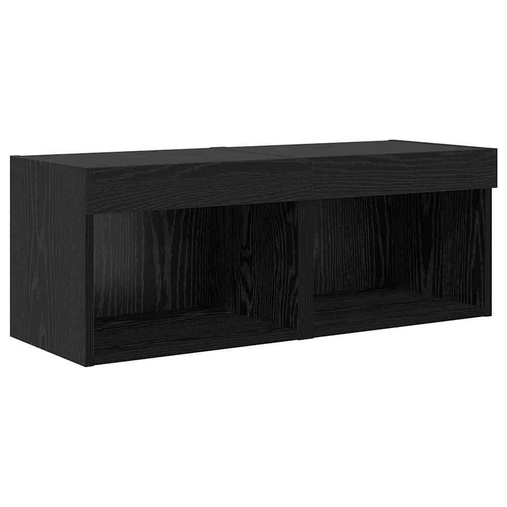 TV Wandmeubels Wandgemonteerd 5 pcs Zwart Eiken Bewerkt hout is nu te koop bij PeponiXL, paradijselijk wonen!