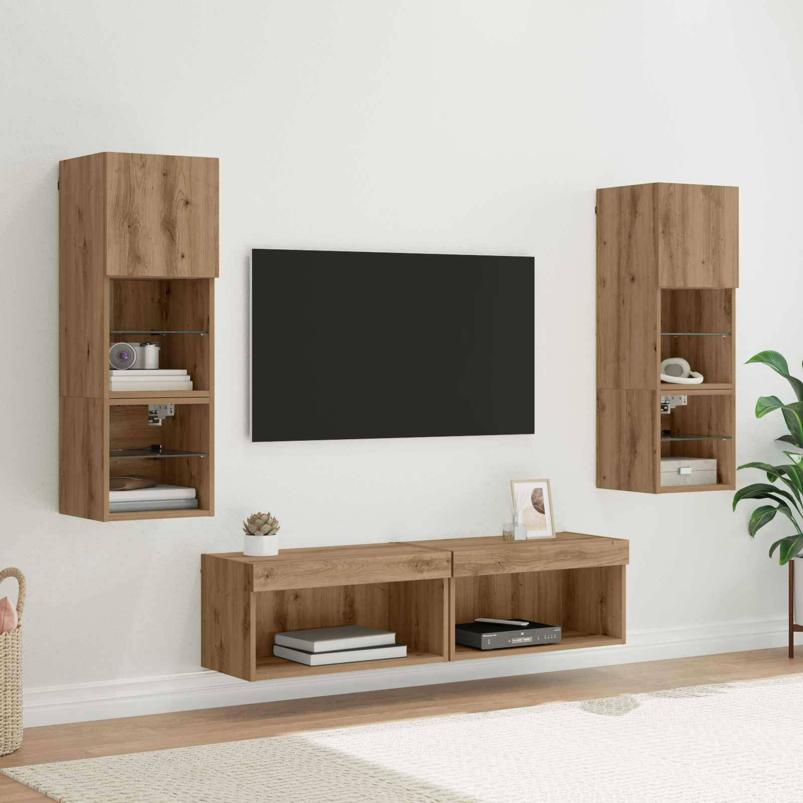 TV-wandmeubel Wandgemonteerd 6 pcs Artisan Eiken Bewerkt hout is nu te koop bij PeponiXL, paradijselijk wonen!