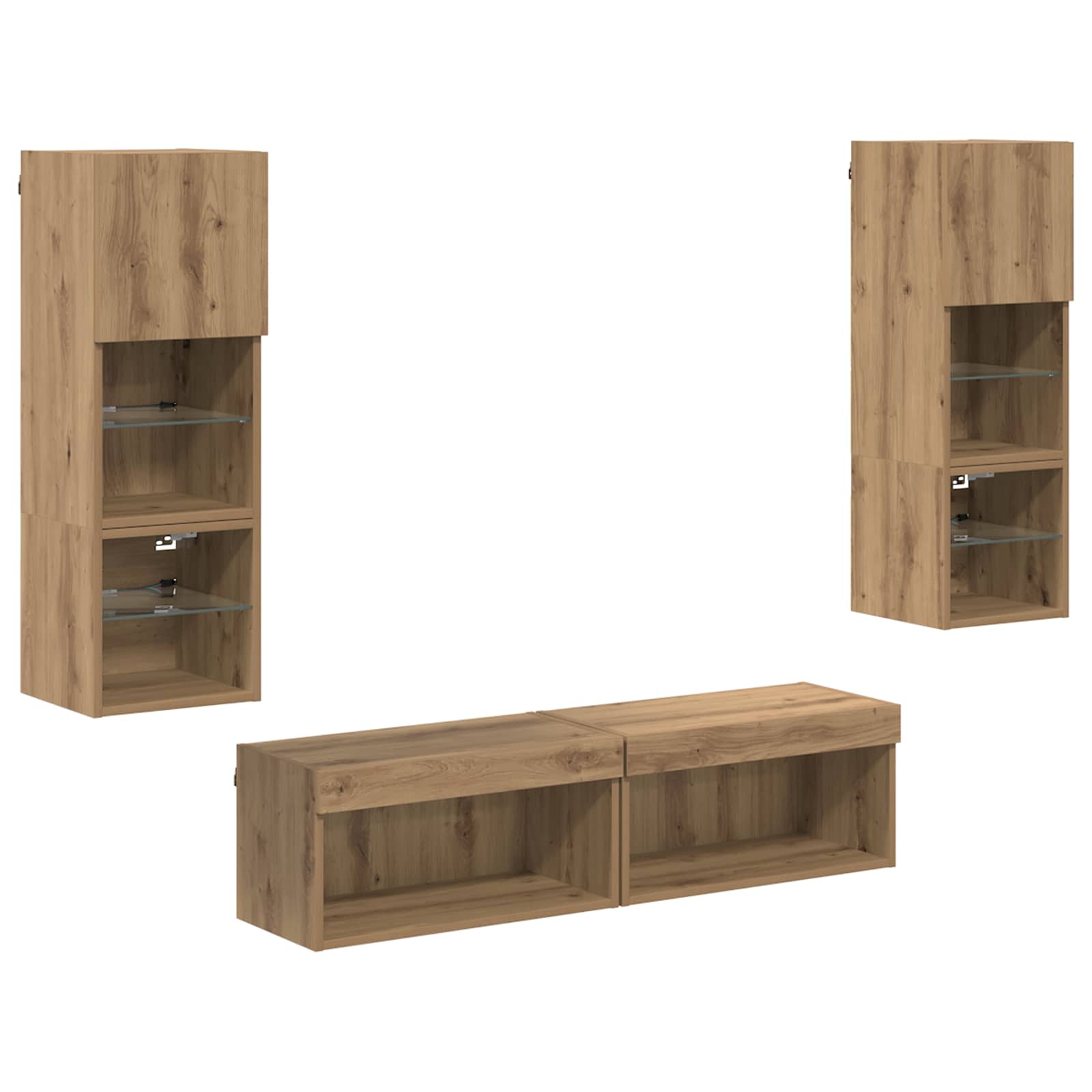 TV-wandmeubel Wandgemonteerd 6 pcs Artisan Eiken Bewerkt hout is nu te koop bij PeponiXL, paradijselijk wonen!