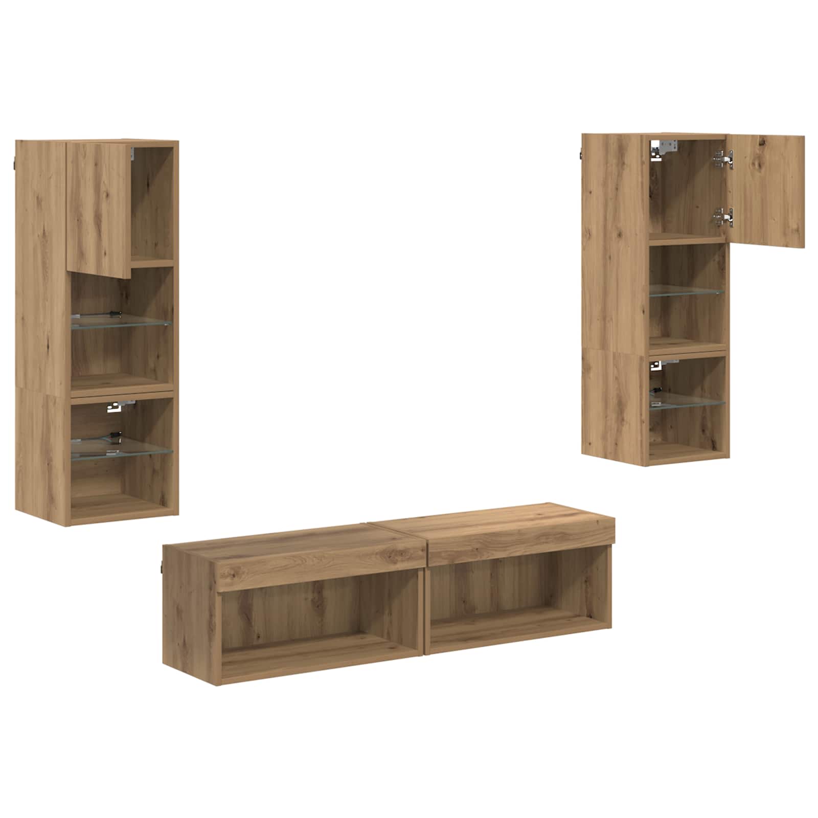 TV-wandmeubel Wandgemonteerd 6 pcs Artisan Eiken Bewerkt hout is nu te koop bij PeponiXL, paradijselijk wonen!
