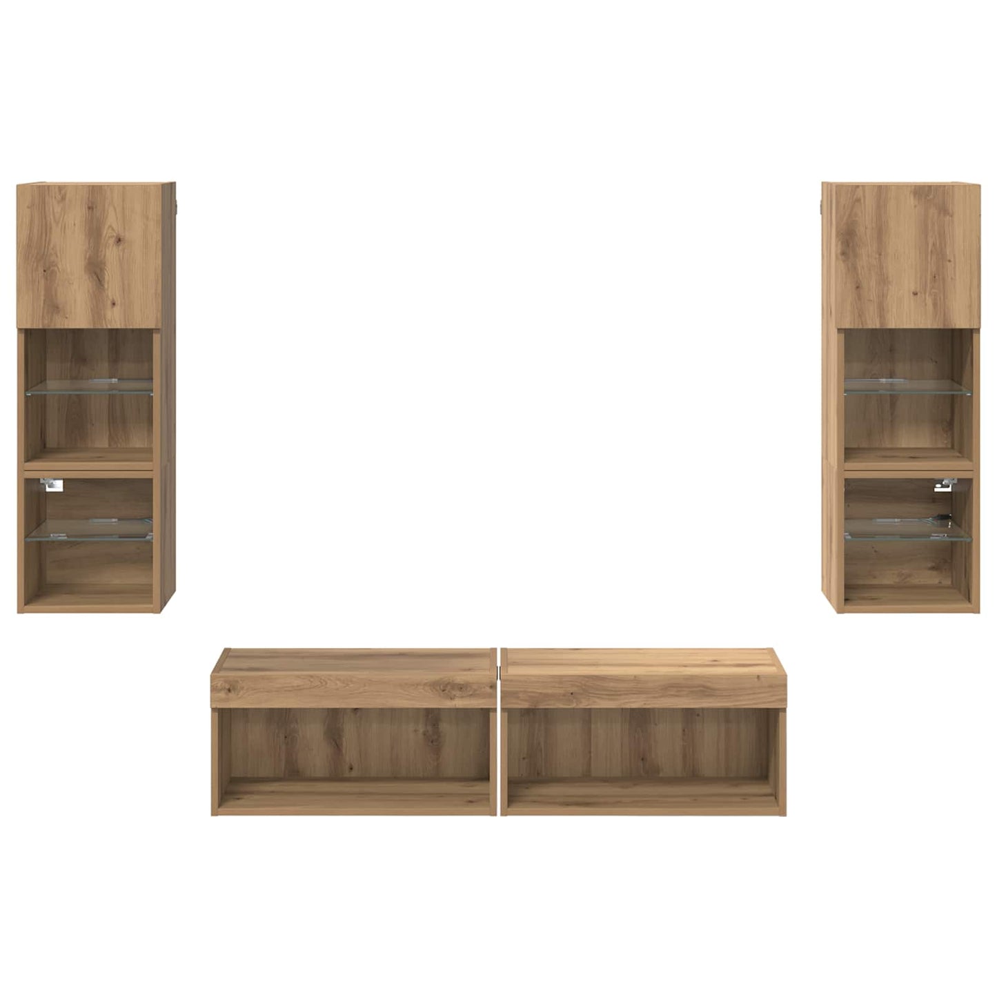TV-wandmeubel Wandgemonteerd 6 pcs Artisan Eiken Bewerkt hout is nu te koop bij PeponiXL, paradijselijk wonen!