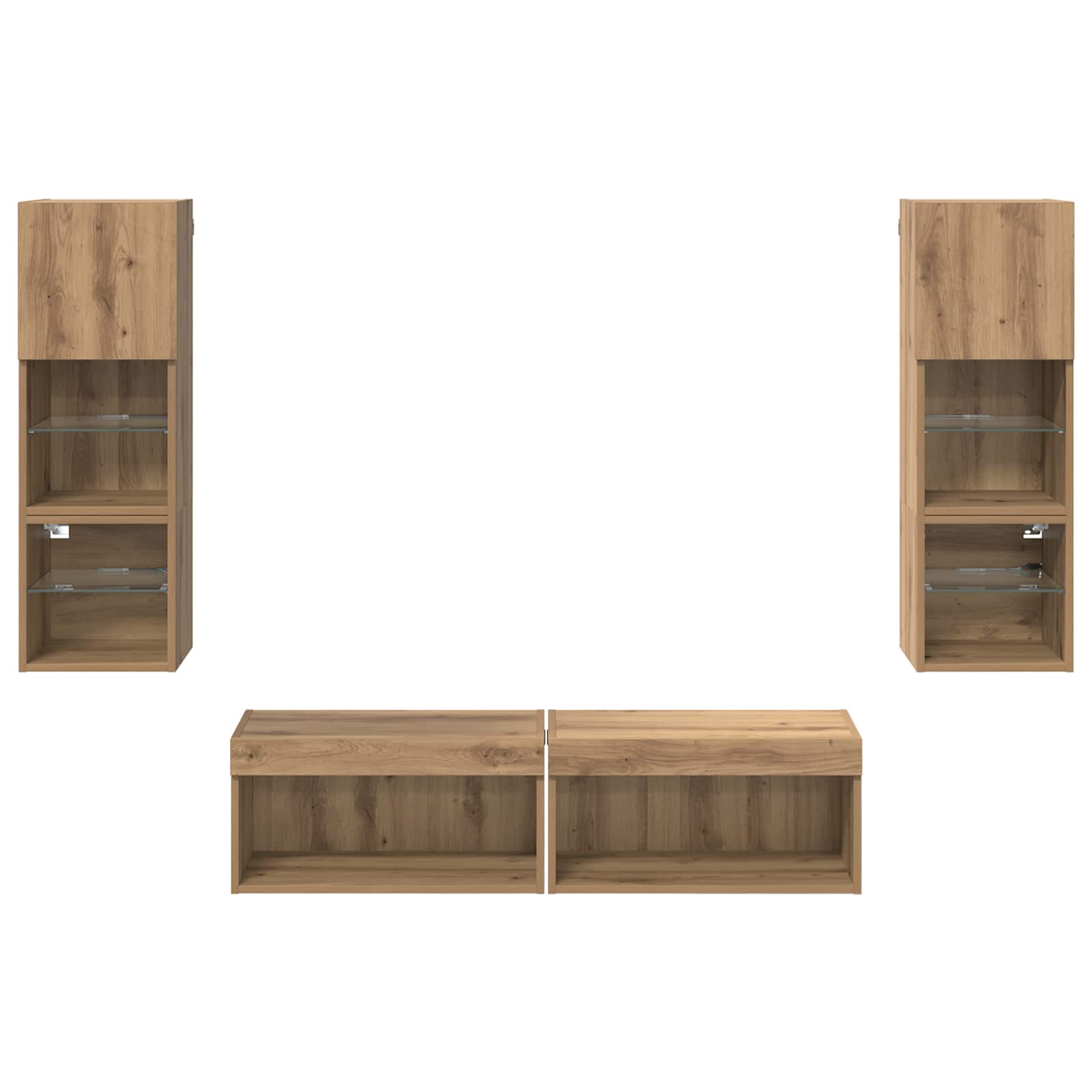 TV-wandmeubel Wandgemonteerd 6 pcs Artisan Eiken Bewerkt hout is nu te koop bij PeponiXL, paradijselijk wonen!