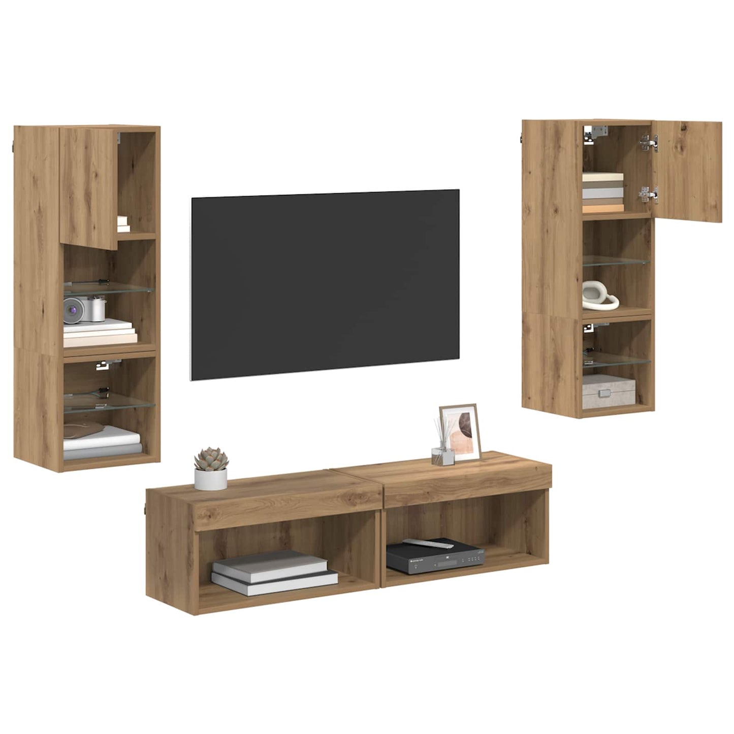 TV-wandmeubel Wandgemonteerd 6 pcs Artisan Eiken Bewerkt hout is nu te koop bij PeponiXL, paradijselijk wonen!