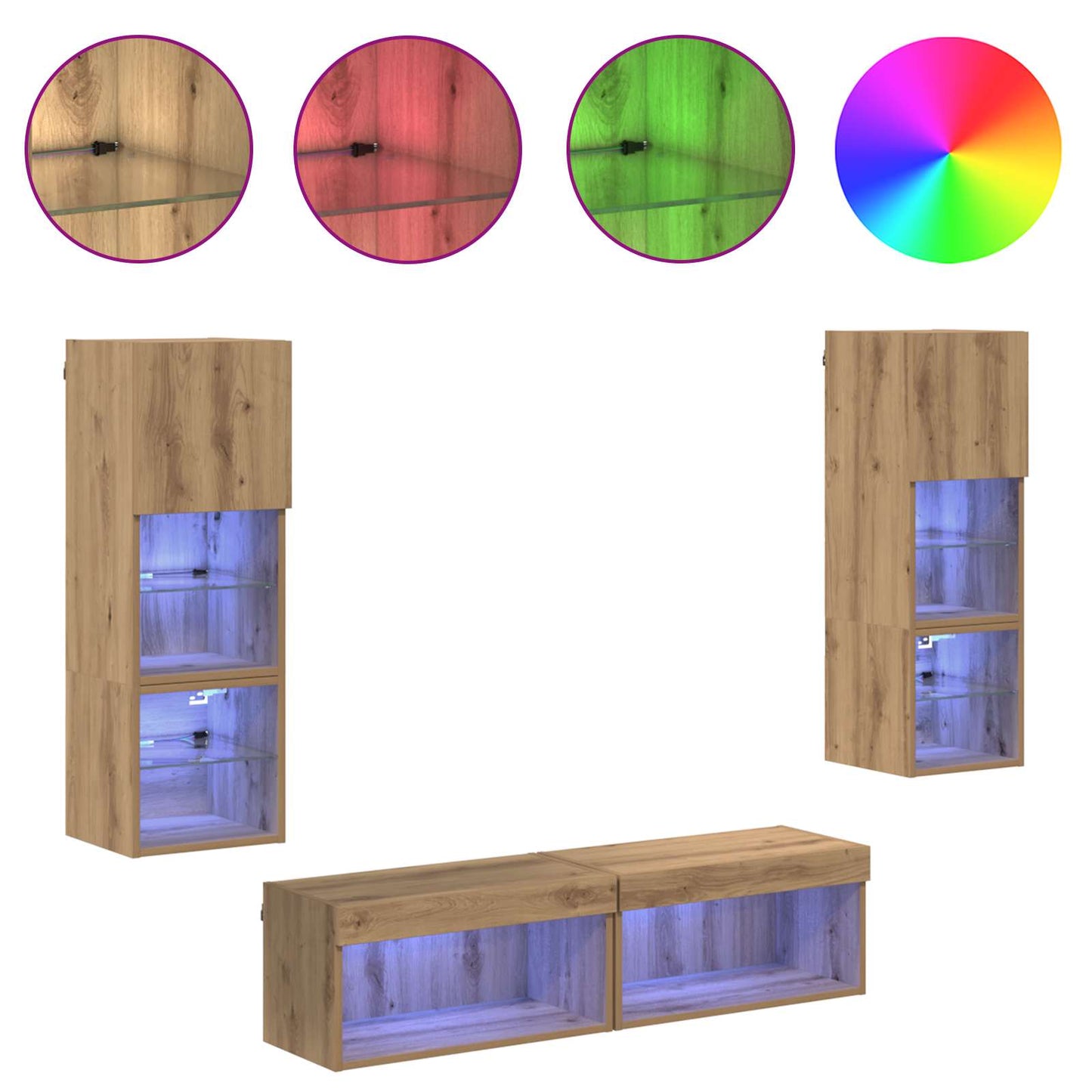 TV-wandmeubel Wandgemonteerd 6 pcs Artisan Eiken Bewerkt hout is nu te koop bij PeponiXL, paradijselijk wonen!