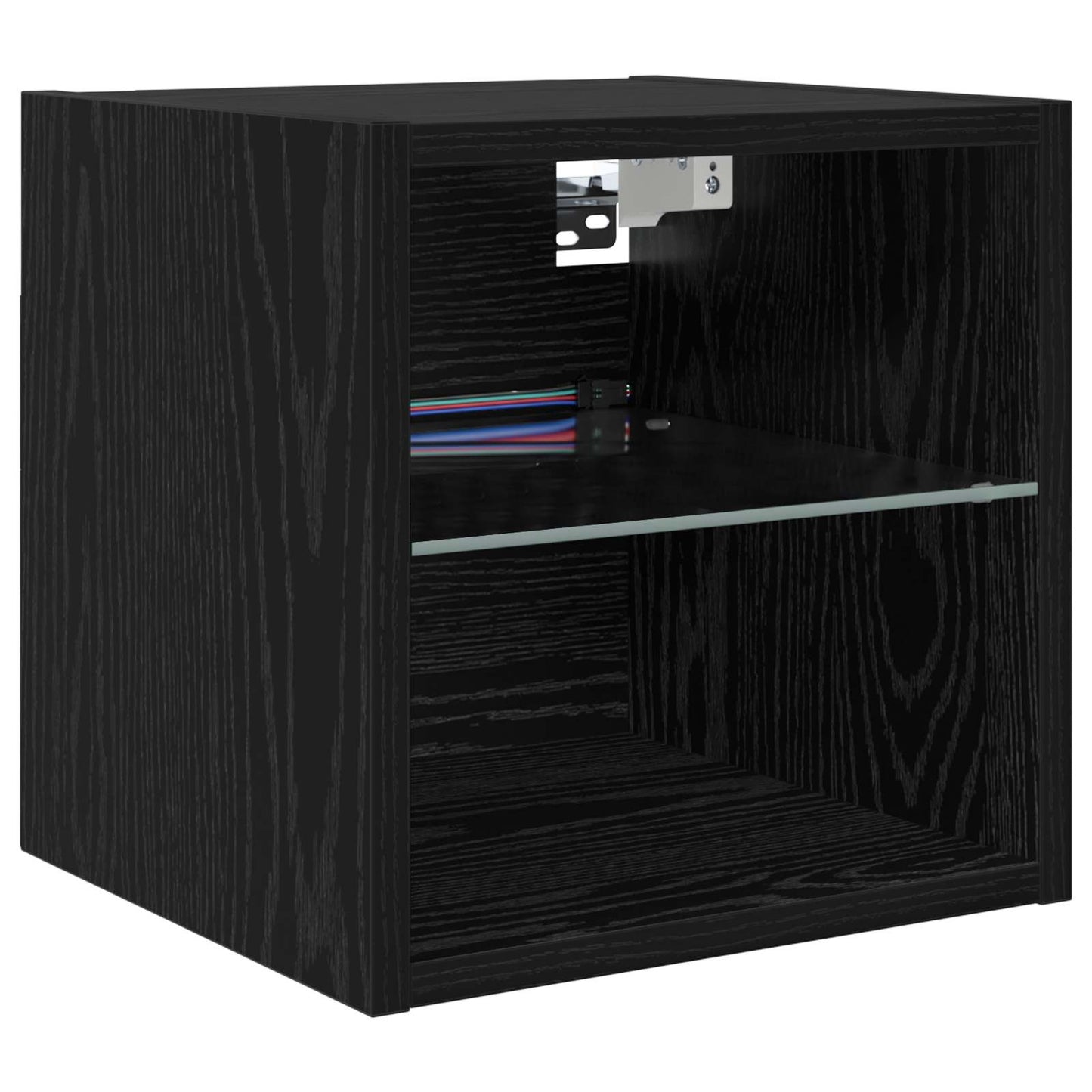 TV-wandmeubel Wandgemonteerd 6 pcs Zwart Eiken Bewerkt hout is nu te koop bij PeponiXL, paradijselijk wonen!