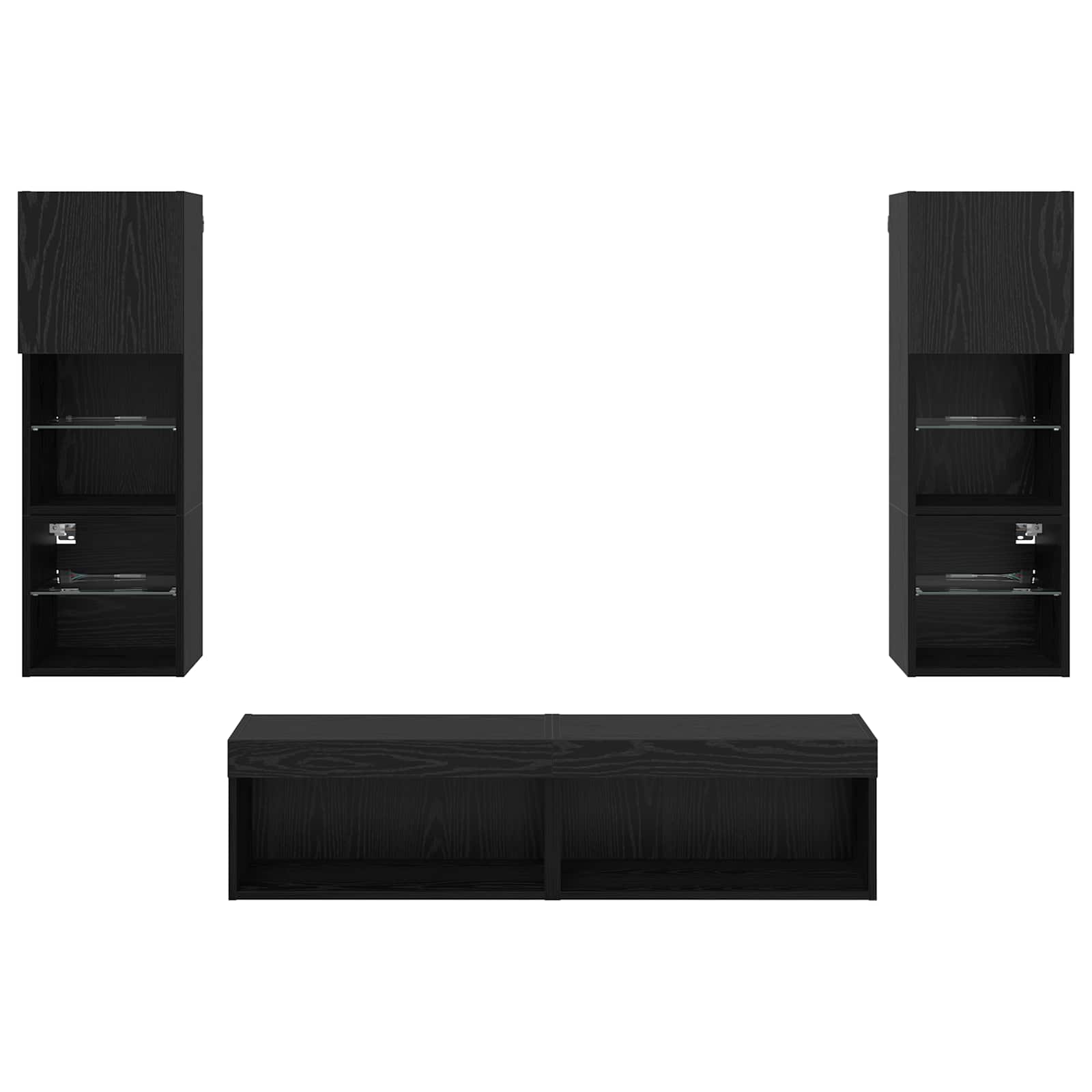 TV-wandmeubel Wandgemonteerd 6 pcs Zwart Eiken Bewerkt hout is nu te koop bij PeponiXL, paradijselijk wonen!