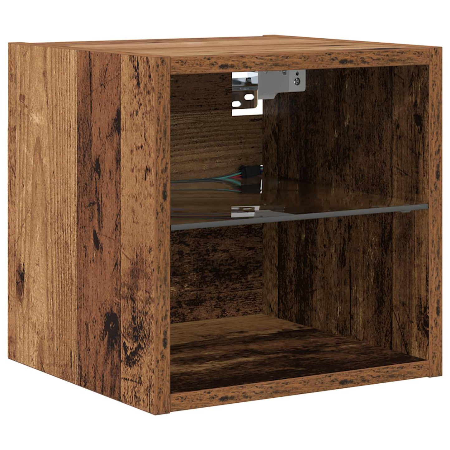 TV-kast met LED-striplichten met lade 8 pcs Oud Hout Glas is nu te koop bij PeponiXL, paradijselijk wonen!