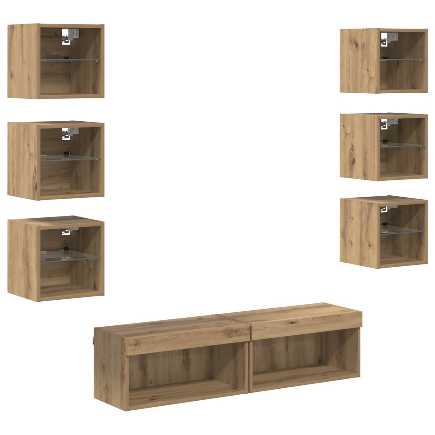 TV-kast met LED-striplichten met lade 8 pcs Artisan Eiken Glas is nu te koop bij PeponiXL, paradijselijk wonen!