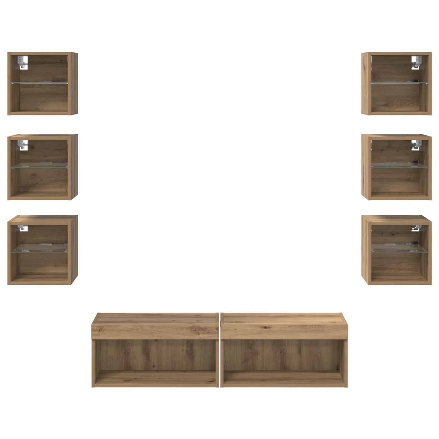 TV-kast met LED-striplichten met lade 8 pcs Artisan Eiken Glas is nu te koop bij PeponiXL, paradijselijk wonen!