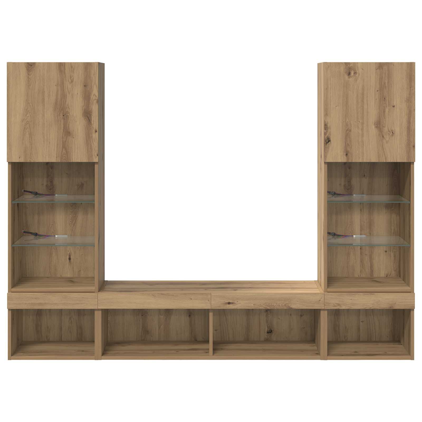 TV Wand Eenheden met LED 5 pcs Artisan Eiken Bewerkt hout is nu te koop bij PeponiXL, paradijselijk wonen!