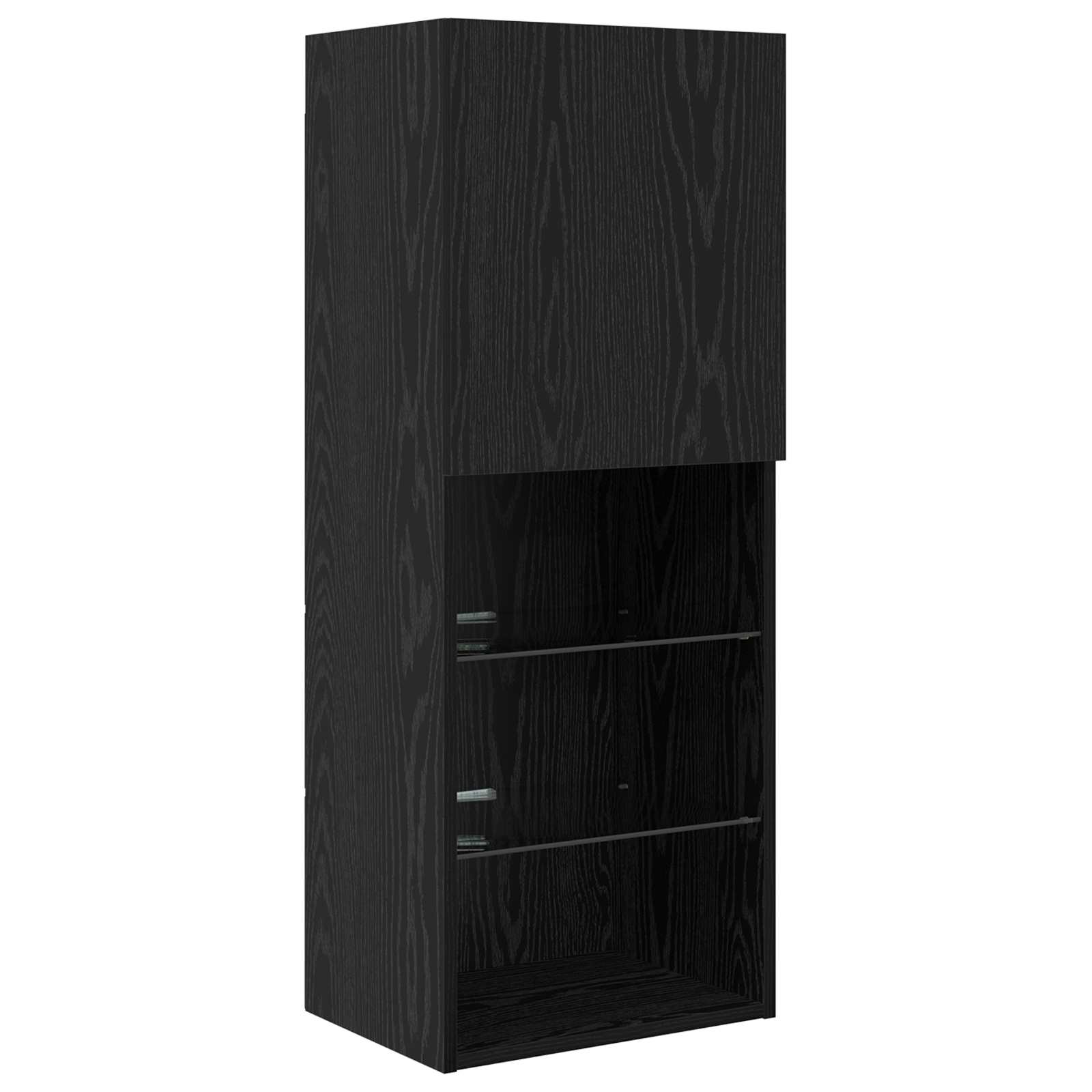 TV Wand Eenheden met LED met LED 5 pcs Zwart Eiken Bewerkt hout is nu te koop bij PeponiXL, paradijselijk wonen!