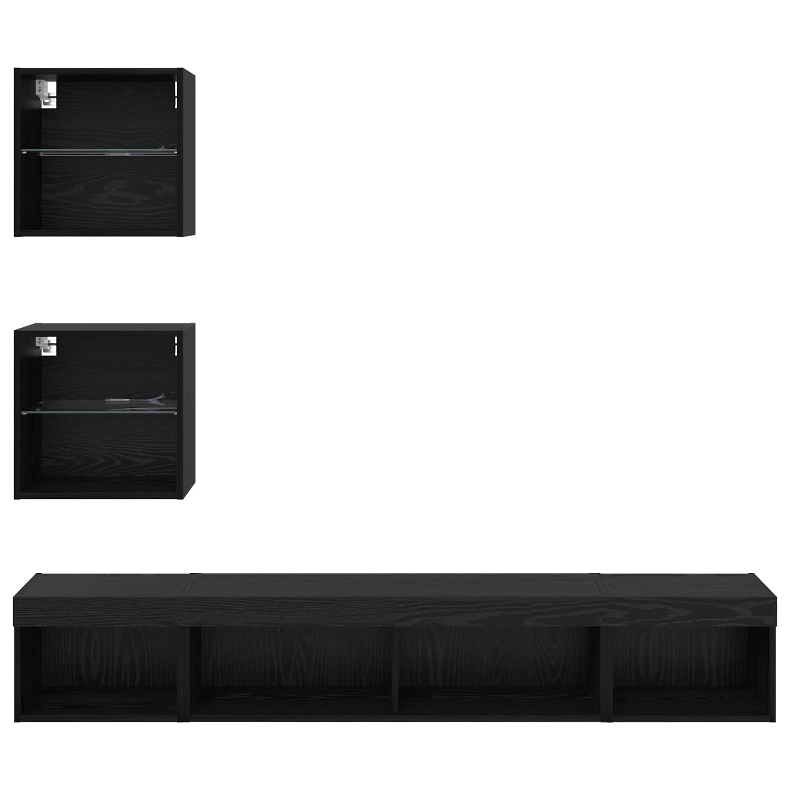TV Wand Eenheden met LED met LED 5 pcs Zwart Eiken Bewerkt hout is nu te koop bij PeponiXL, paradijselijk wonen!