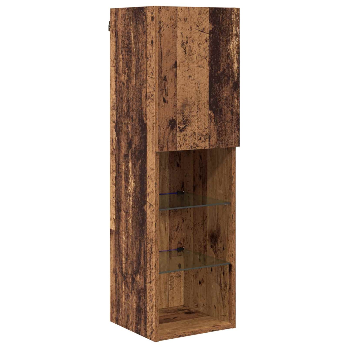 TV-wandmeubel met LED Wandgemonteerd 4 pcs Oudhout Bewerkt hout is nu te koop bij PeponiXL, paradijselijk wonen!