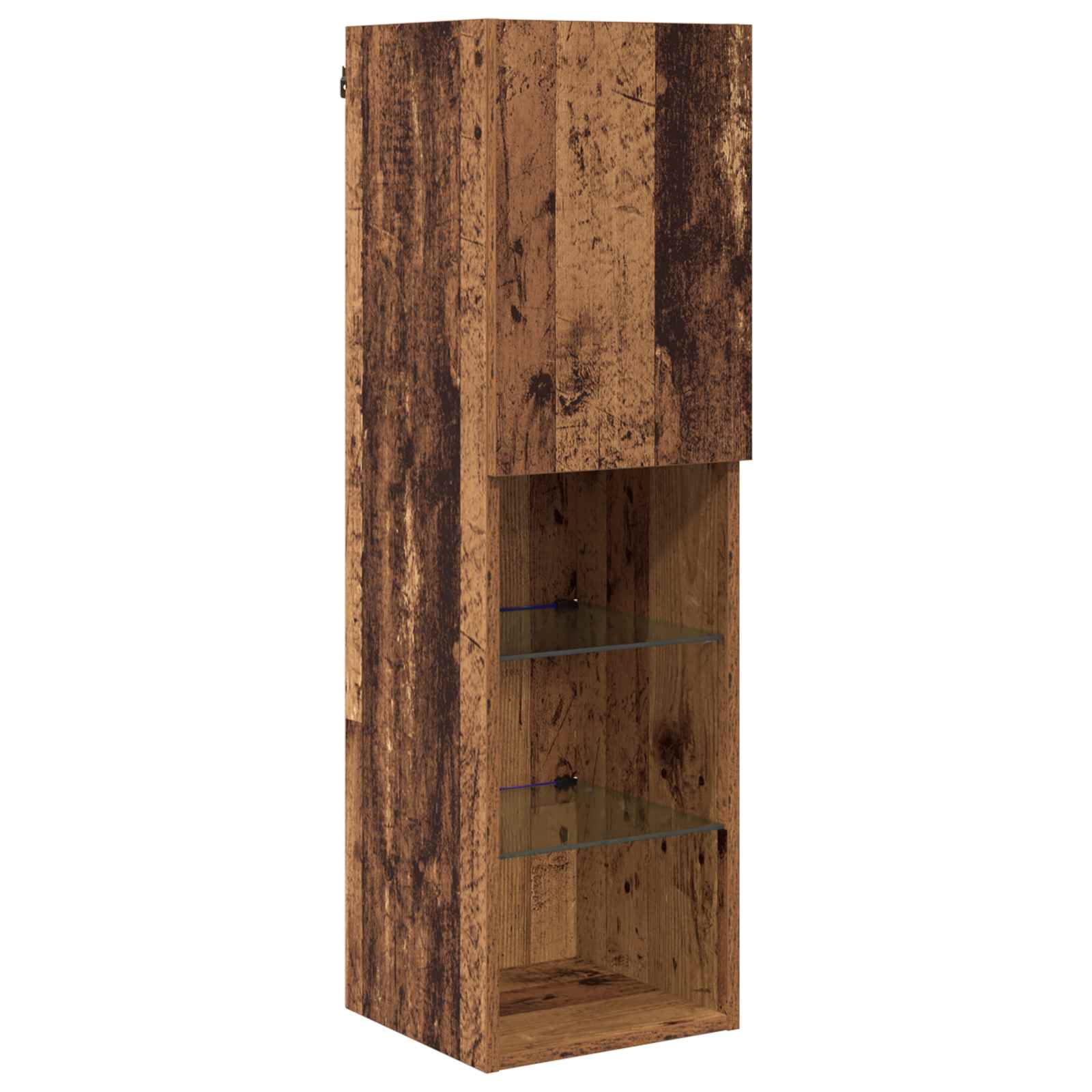 TV-wandmeubel met LED Wandgemonteerd 4 pcs Oudhout Bewerkt hout is nu te koop bij PeponiXL, paradijselijk wonen!