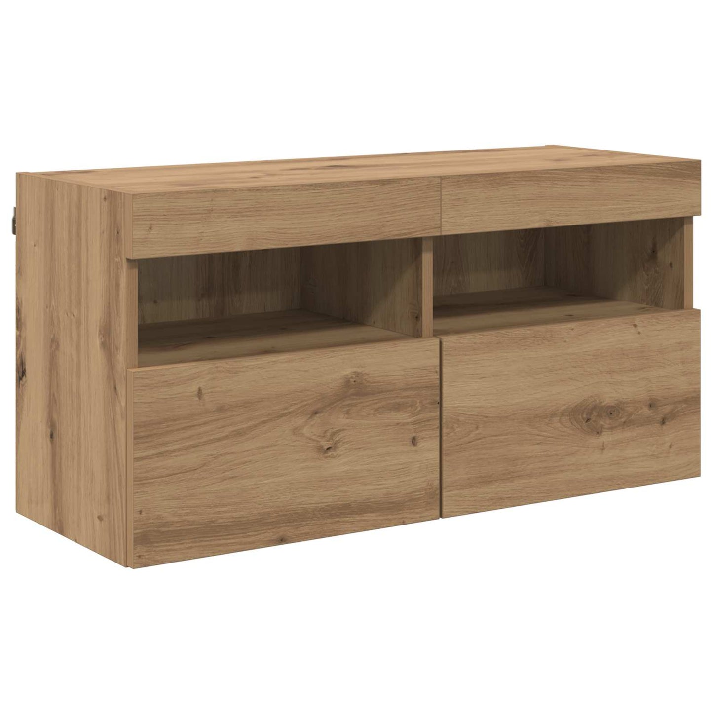 TV-wandmeubel met LED 4 pcs Artisan Eiken Bewerkt hout is nu te koop bij PeponiXL, paradijselijk wonen!