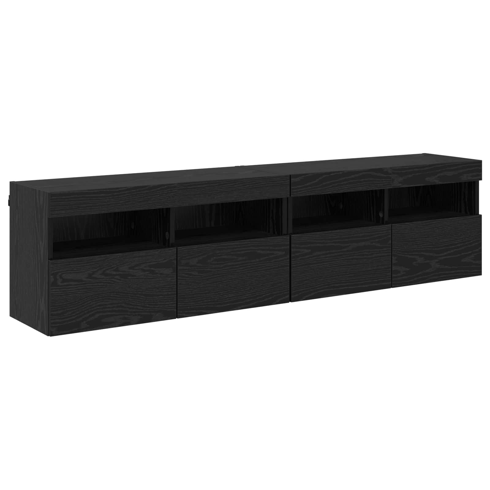 TV-wandmeubel met LED 4 pcs Zwart Eiken Bewerkt hout is nu te koop bij PeponiXL, paradijselijk wonen!