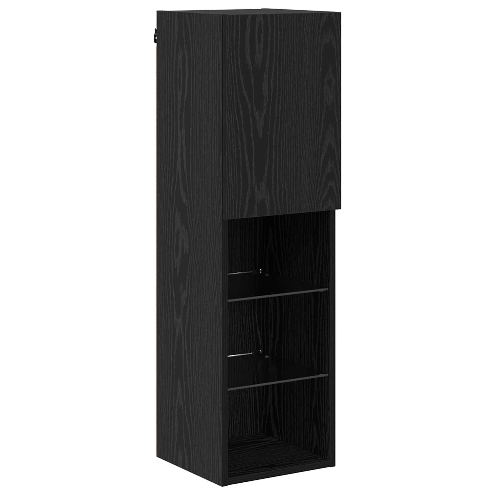 TV-wandmeubel met LED 4 pcs Zwart Eiken Bewerkt hout is nu te koop bij PeponiXL, paradijselijk wonen!