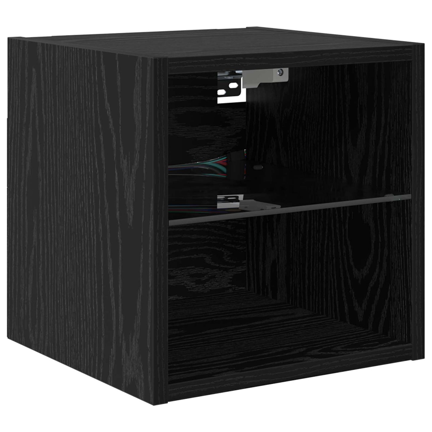 TV-wandmeubel met LED 4 pcs Zwart Eiken Bewerkt hout is nu te koop bij PeponiXL, paradijselijk wonen!