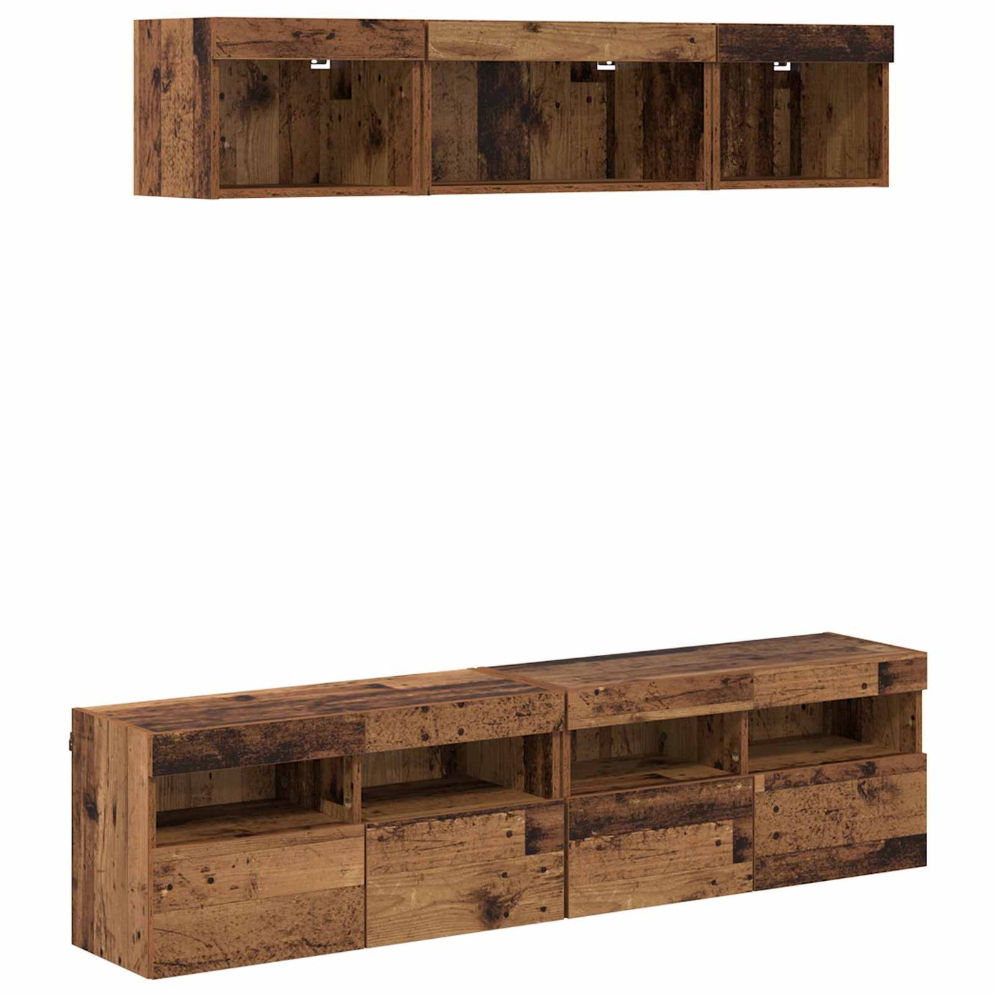 TV Wand Eenheden met LED met LED 5 pcs Oud Hout 80 x 30 x 40 cm is nu te koop bij PeponiXL, paradijselijk wonen!