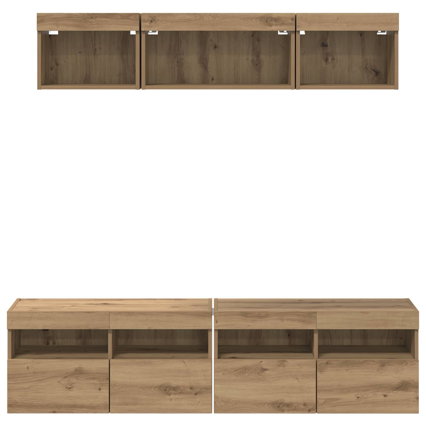 TV Wand Eenheden met LED 5 pcs Artisan Eiken 80 x 30 x 40 cm is nu te koop bij PeponiXL, paradijselijk wonen!