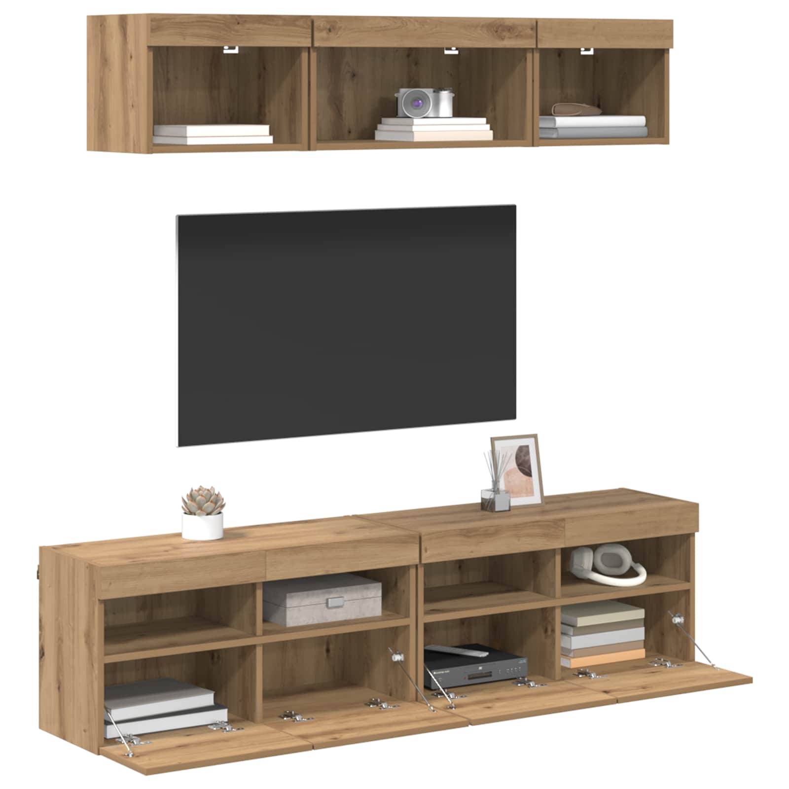 TV Wand Eenheden met LED 5 pcs Artisan Eiken 80 x 30 x 40 cm is nu te koop bij PeponiXL, paradijselijk wonen!