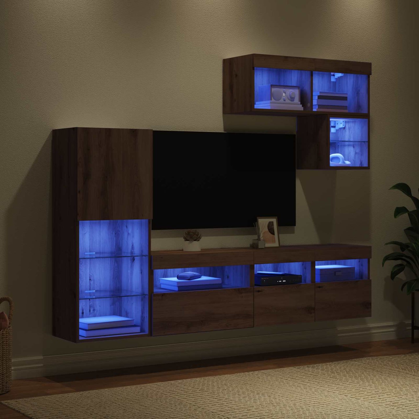 TV Wandmeubels Wandgemonteerd 6 pcs Artisan Eiken Bewerkt hout is nu te koop bij PeponiXL, paradijselijk wonen!