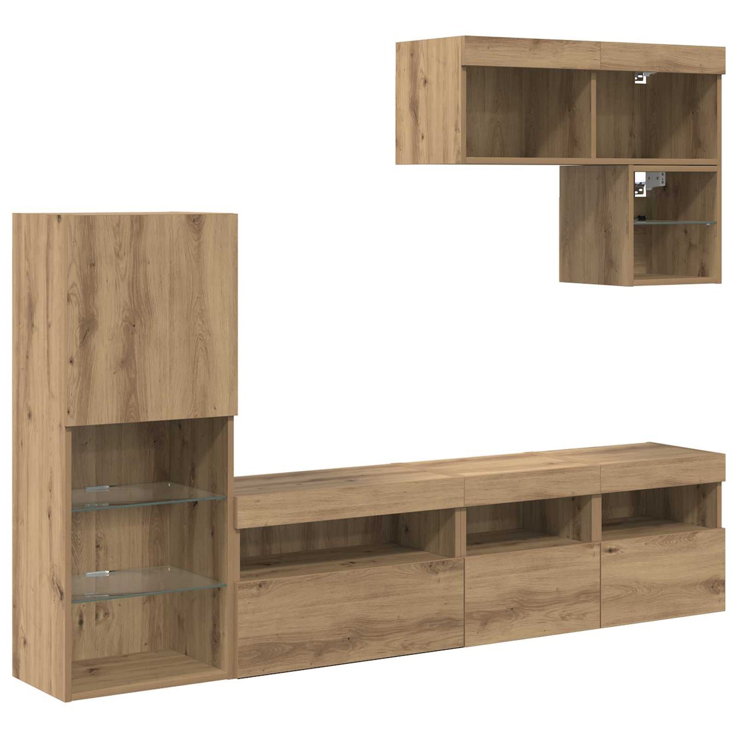 TV Wandmeubels Wandgemonteerd 6 pcs Artisan Eiken Bewerkt hout is nu te koop bij PeponiXL, paradijselijk wonen!