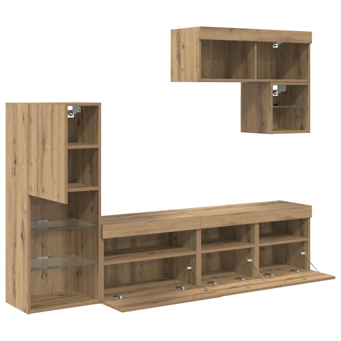 TV Wandmeubels Wandgemonteerd 6 pcs Artisan Eiken Bewerkt hout is nu te koop bij PeponiXL, paradijselijk wonen!