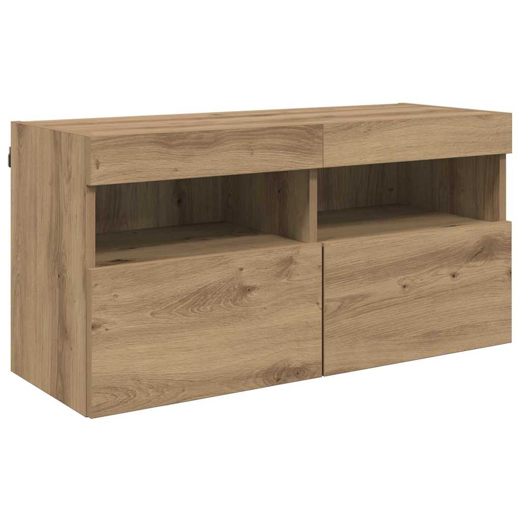 TV Wand Eenheden met LED 5 pcs Artisan Eiken 40,5 x 30 x 90 cm is nu te koop bij PeponiXL, paradijselijk wonen!