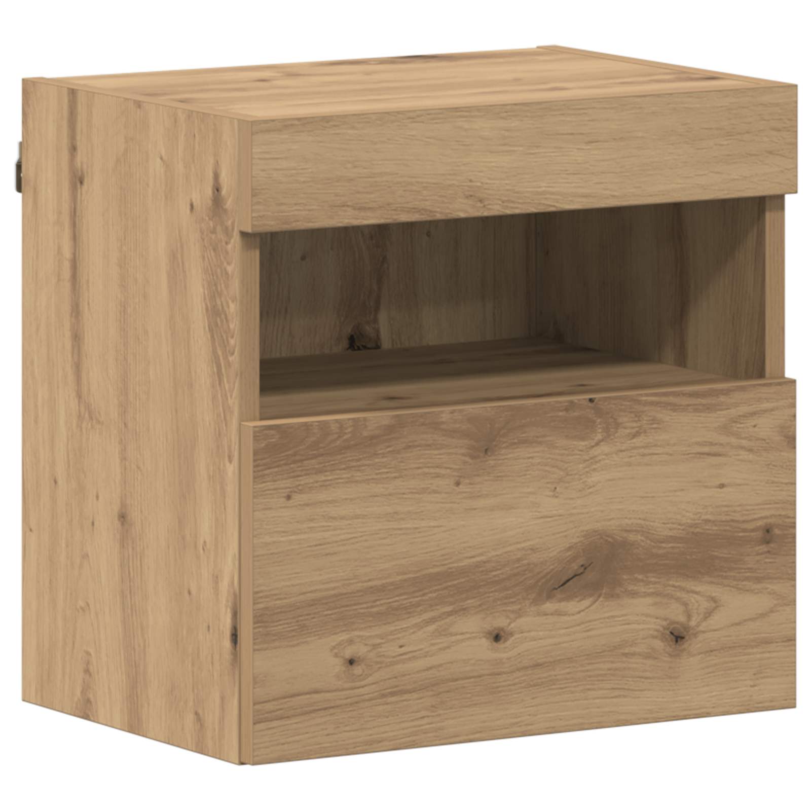 TV-kast met LED Wandgemonteerd 7 pcs Artisan Eiken Bewerkt hout is nu te koop bij PeponiXL, paradijselijk wonen!
