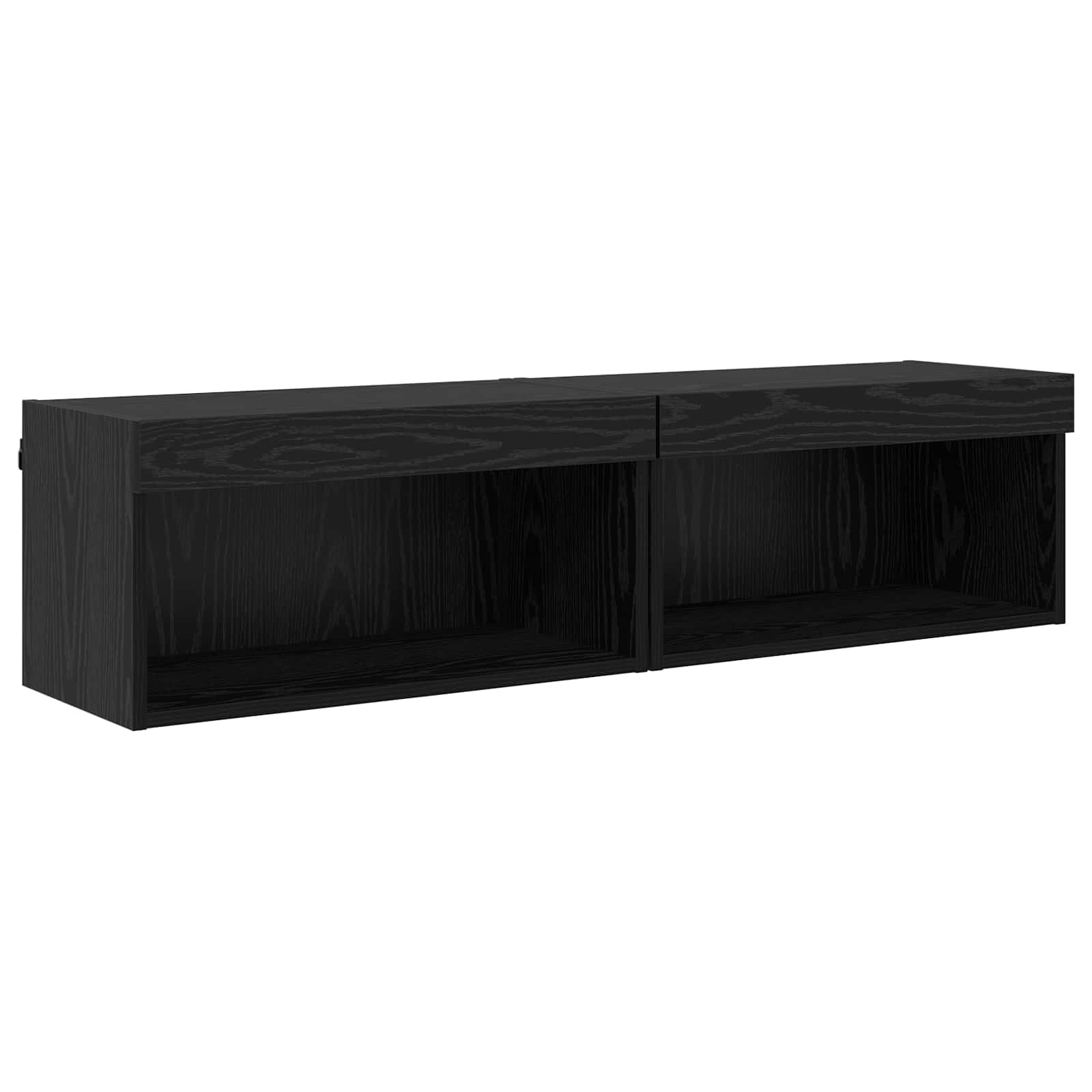 TV-kast met LED Wandgemonteerd 7 pcs Zwart Eiken Bewerkt hout is nu te koop bij PeponiXL, paradijselijk wonen!
