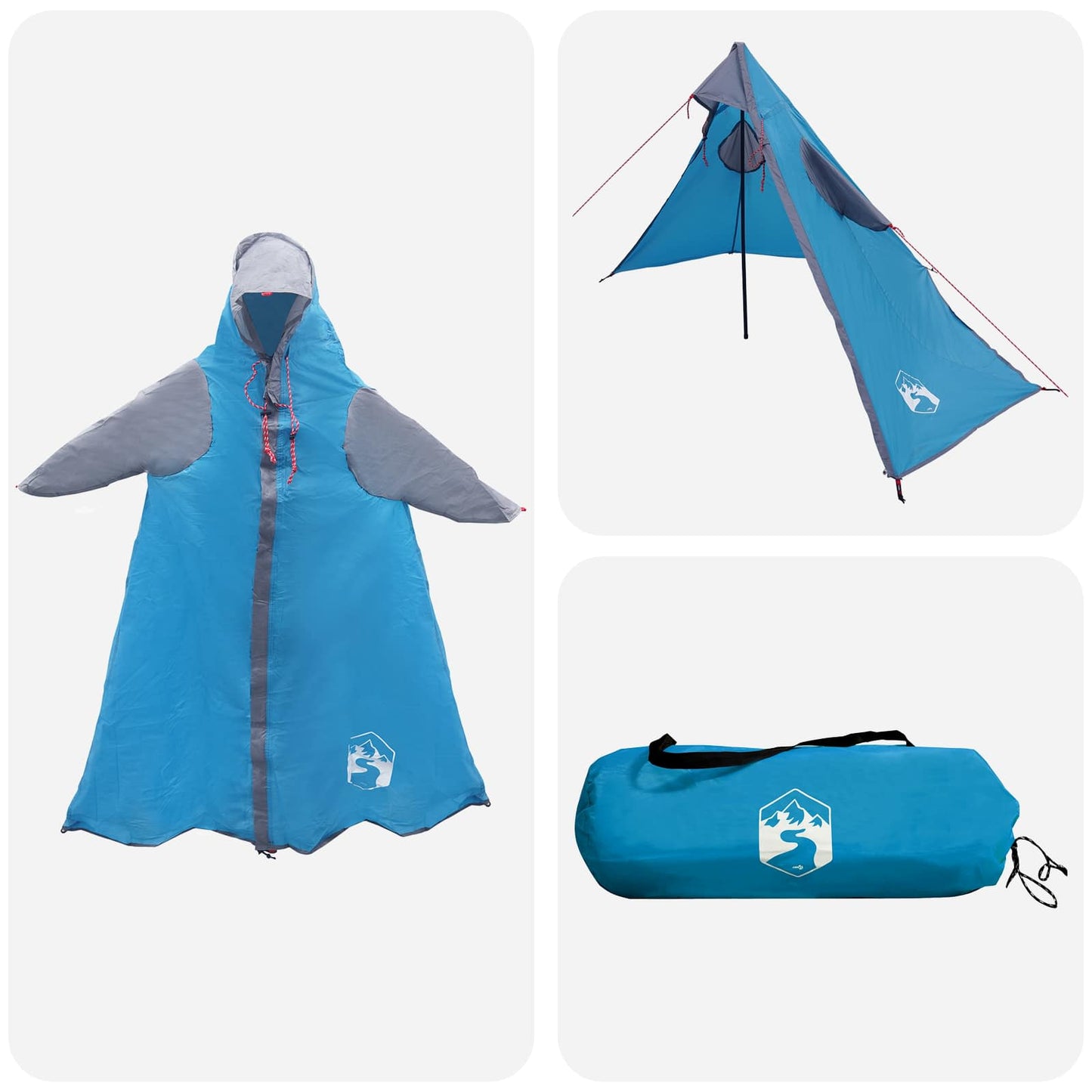 2-in-1 Regen Poncho met Kap Blauw 262 x 126 x 130 cm is nu te koop bij PeponiXL, paradijselijk wonen!