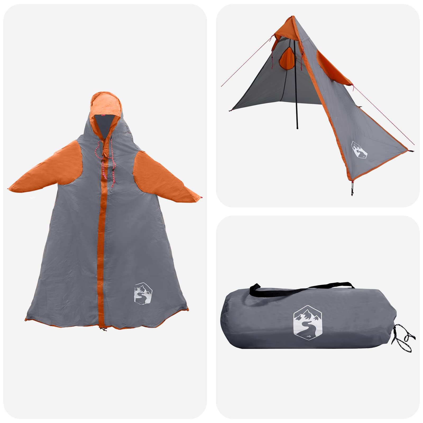 2-in-1 Regen Poncho met Kap Grijs en Oranje 262 x 126 x 130 cm is nu te koop bij PeponiXL, paradijselijk wonen!