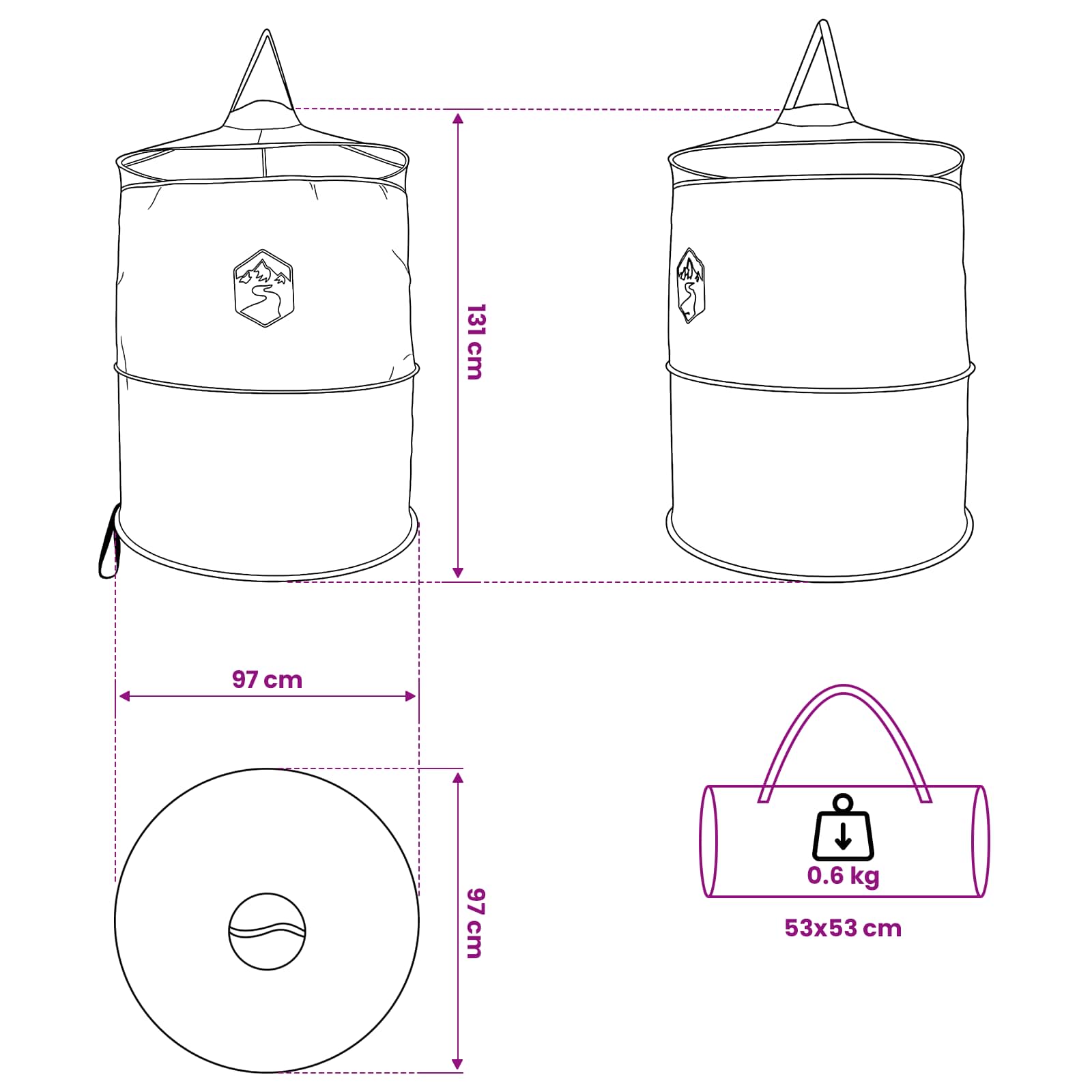 Pop-up Toilet Tent met Hangende Touw Grijs en Oranje is nu te koop bij PeponiXL, paradijselijk wonen!
