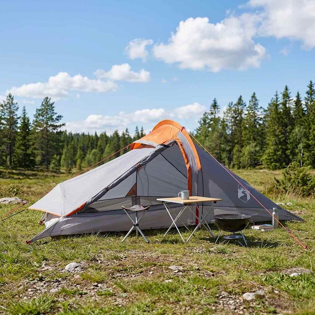 Backpacking Tent Grijs en Oranje 2-persoons is nu te koop bij PeponiXL, paradijselijk wonen!