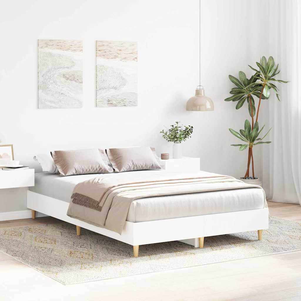 Bedframe Wit 137 x 190 cm Bewerkt hout is nu te koop bij PeponiXL, paradijselijk wonen!