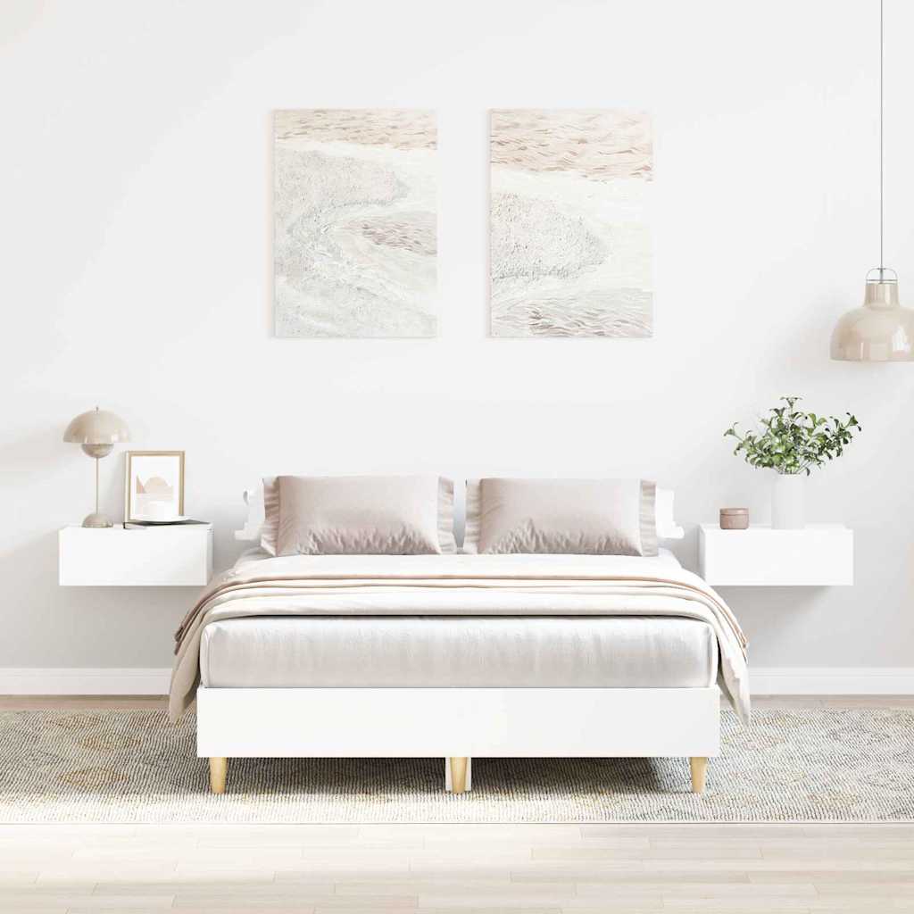Bedframe Wit 137 x 190 cm Bewerkt hout is nu te koop bij PeponiXL, paradijselijk wonen!
