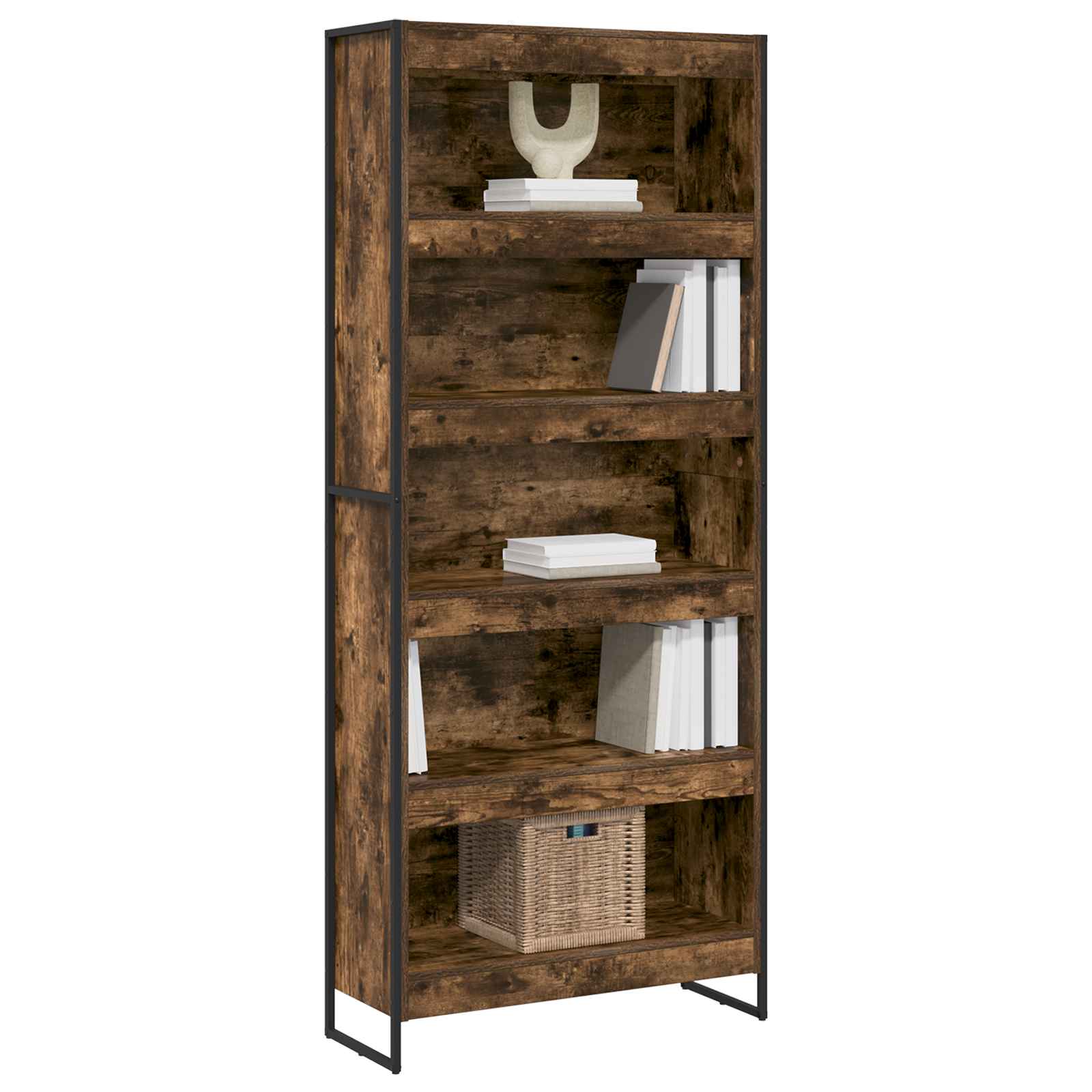 Boekenkast 2 pcs Rook Eik 80 x 30 x 155 cm Bewerkt hout is nu te koop bij PeponiXL, paradijselijk wonen!