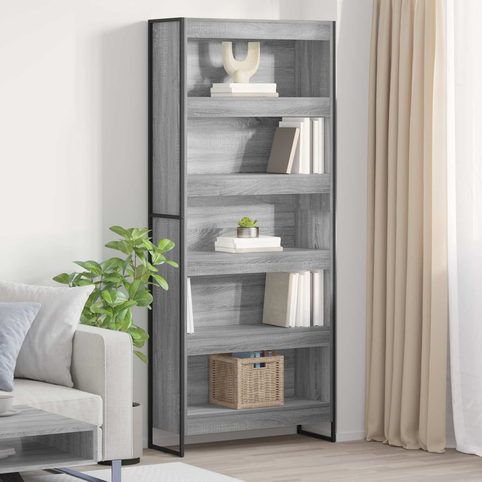 Boekenkast 2 pcs Grijs Sonoma 80 x 30 x 155 cm Bewerkt hout is nu te koop bij PeponiXL, paradijselijk wonen!
