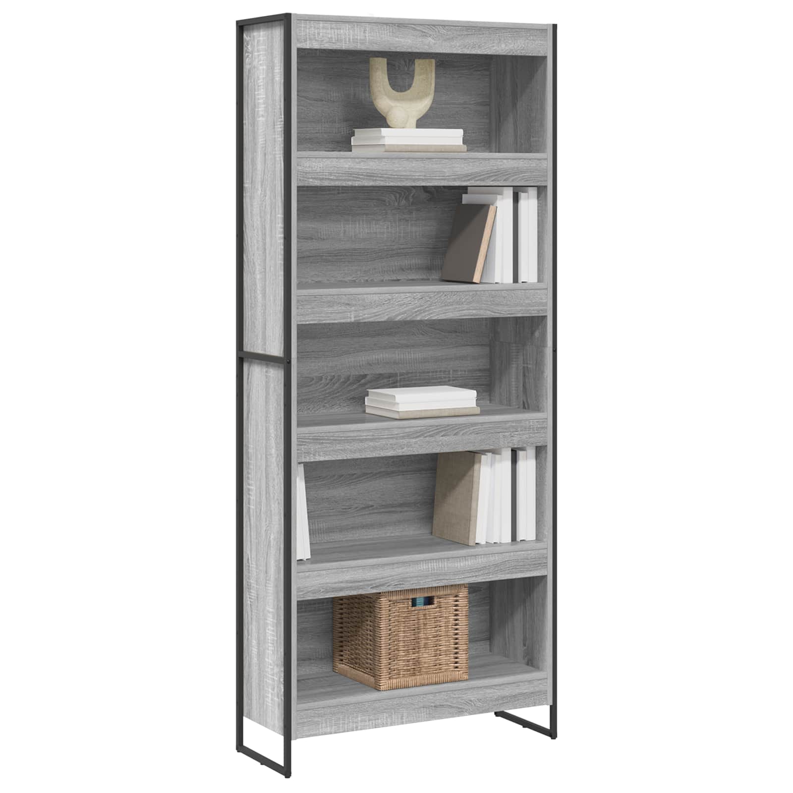 Boekenkast 2 pcs Grijs Sonoma 80 x 30 x 155 cm Bewerkt hout is nu te koop bij PeponiXL, paradijselijk wonen!