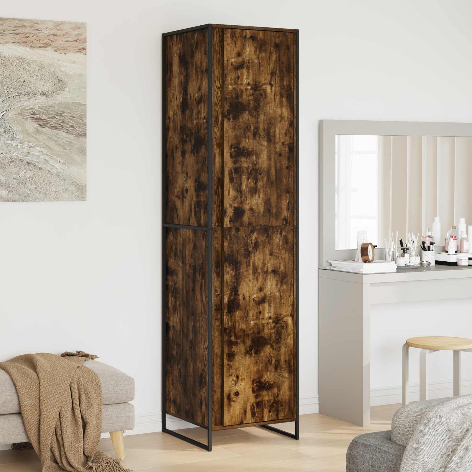 Warderobe 2 pcs Rook Eik 50 x 50 x 200 cm Bewerkt hout is nu te koop bij PeponiXL, paradijselijk wonen!