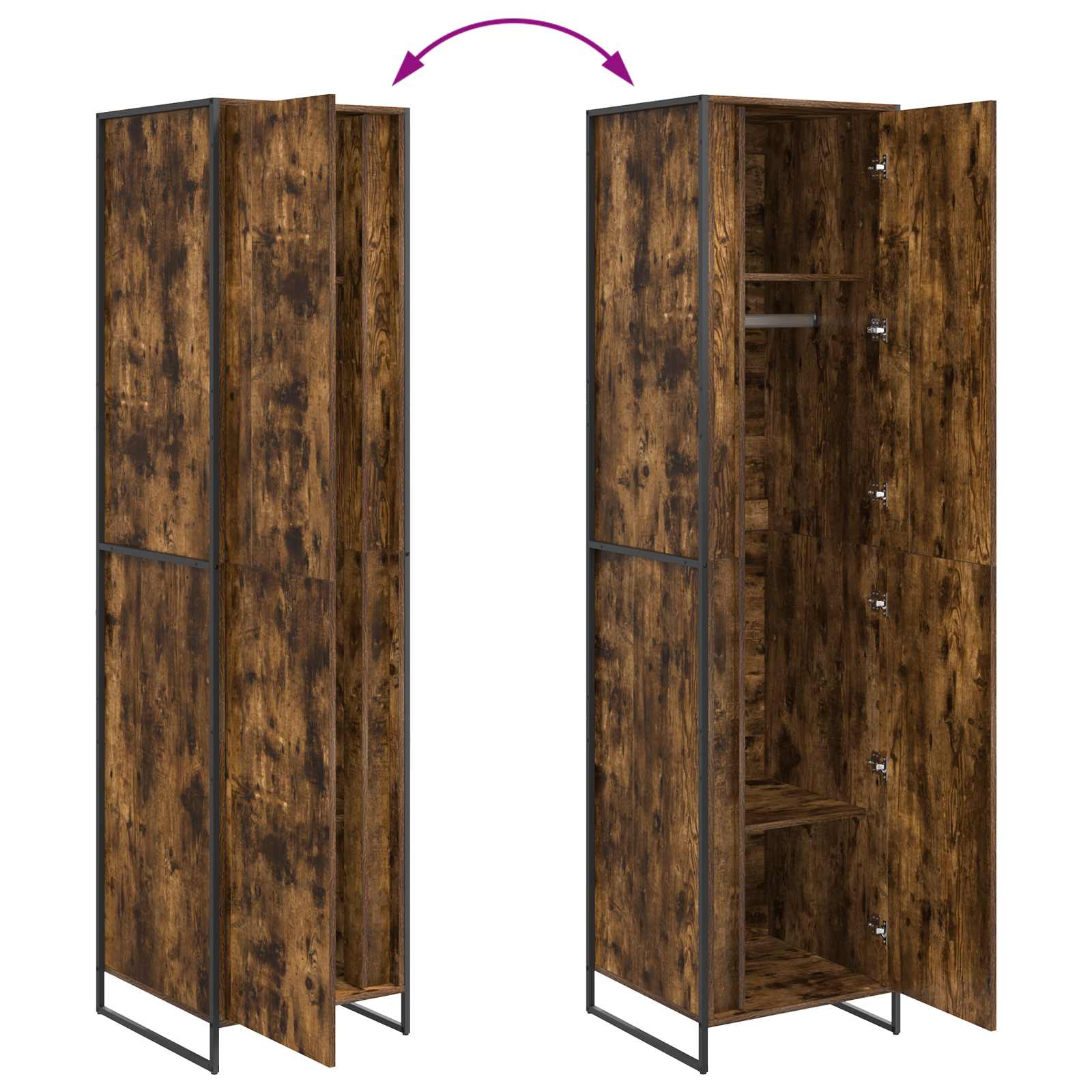 Warderobe 2 pcs Rook Eik 50 x 50 x 200 cm Bewerkt hout is nu te koop bij PeponiXL, paradijselijk wonen!