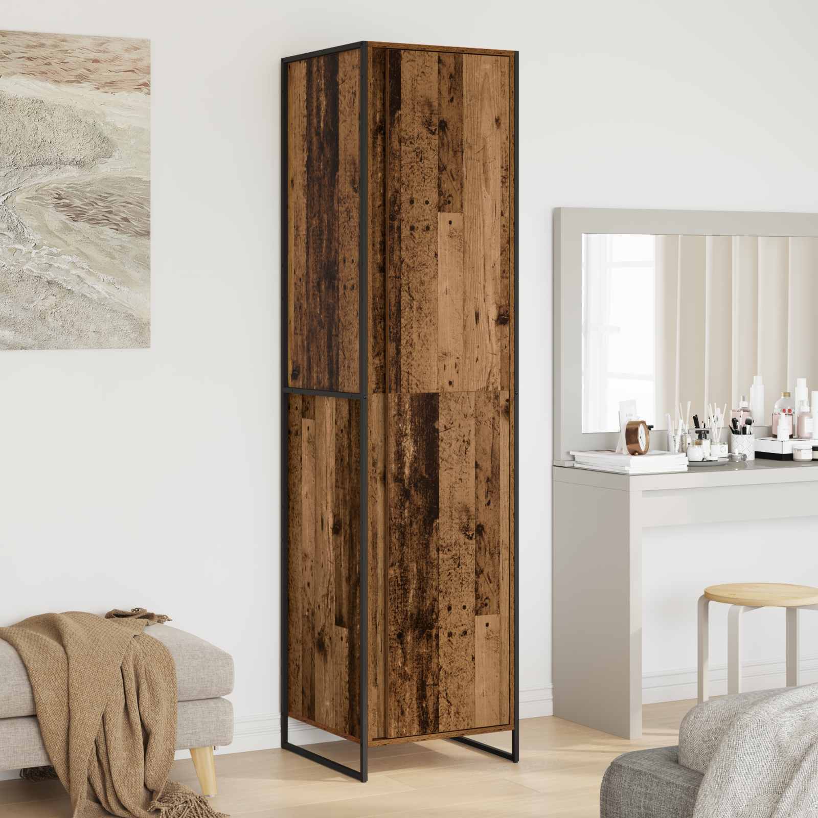 Warderobe 2 pcs Oud Hout 50 x 50 x 200 cm Bewerkt hout is nu te koop bij PeponiXL, paradijselijk wonen!