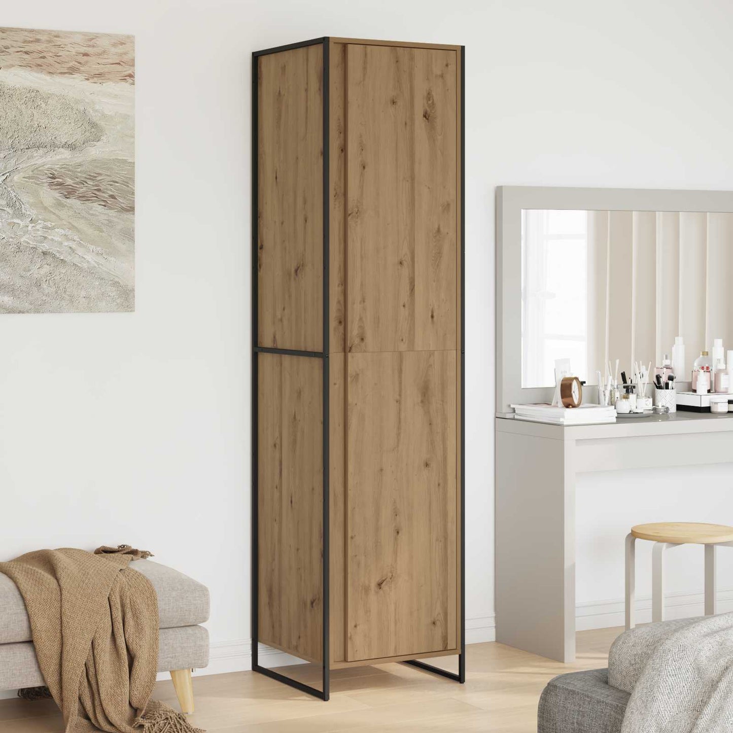 Warderobe met opslag 2 pcs Ambachtelijk eiken 50 x 50 x 200 cm is nu te koop bij PeponiXL, paradijselijk wonen!