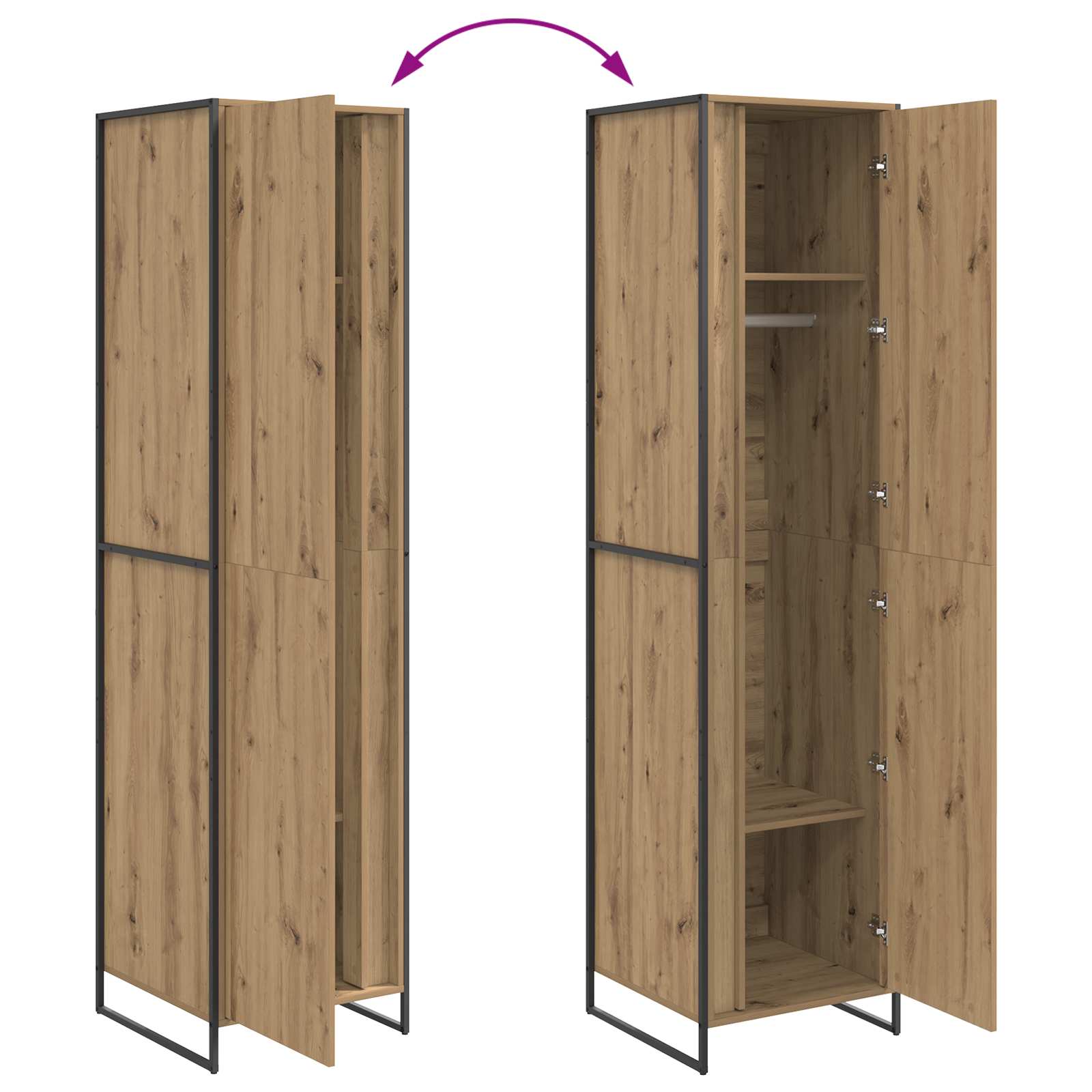 Warderobe met opslag 2 pcs Ambachtelijk eiken 50 x 50 x 200 cm is nu te koop bij PeponiXL, paradijselijk wonen!