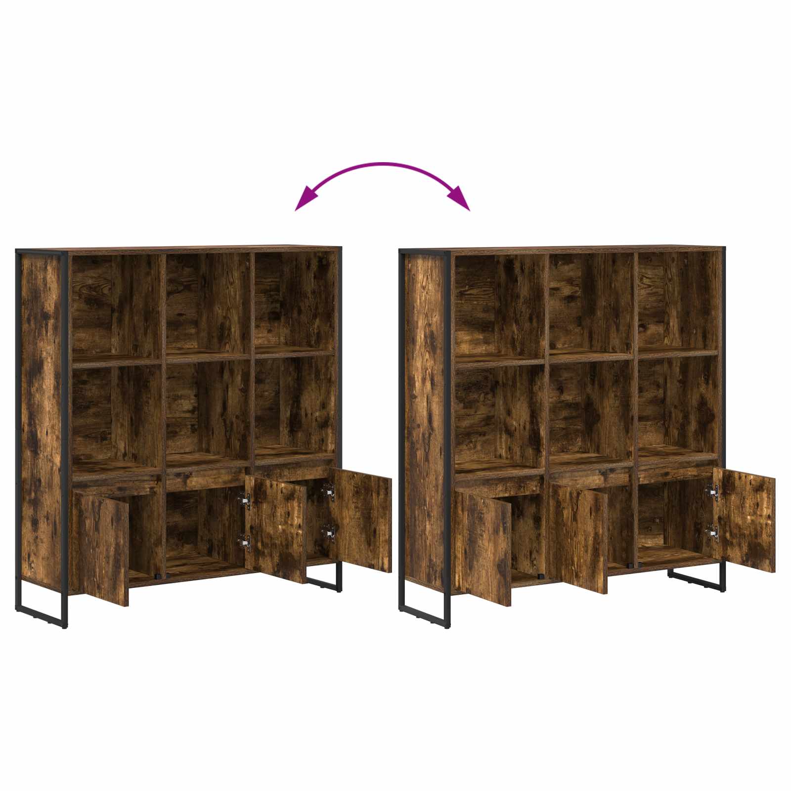 Boekenkast 2 pcs Rook Eik 99,5 x 30 x 108,5 cm Bewerkt hout is nu te koop bij PeponiXL, paradijselijk wonen!
